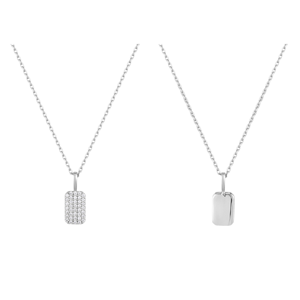Necklace Engraving Square Pave