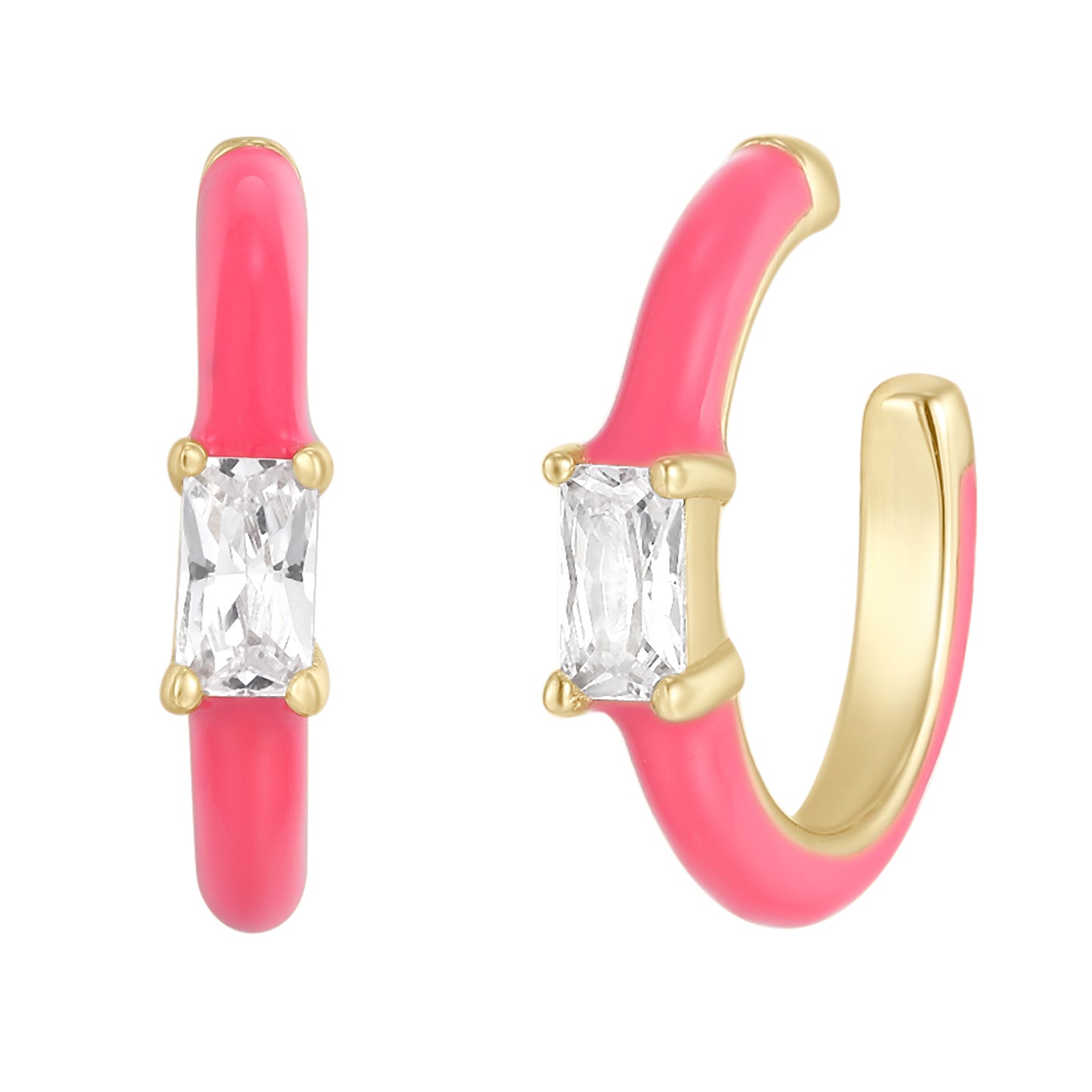 Earcuff enamel baguette pink