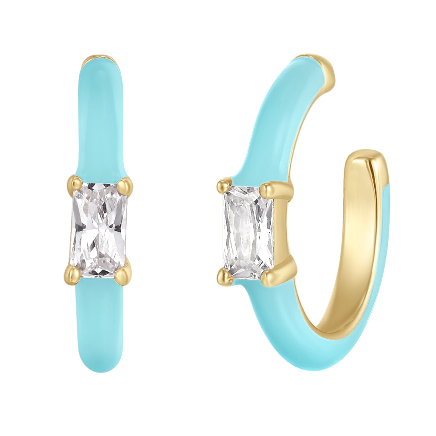 Earcuff enamel baguette turquoise