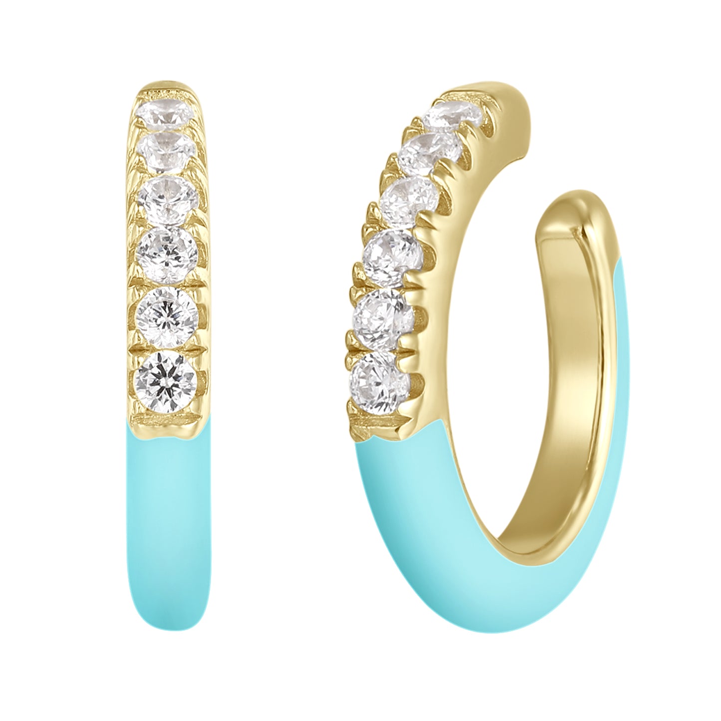 Earcuff enamel white turquoise