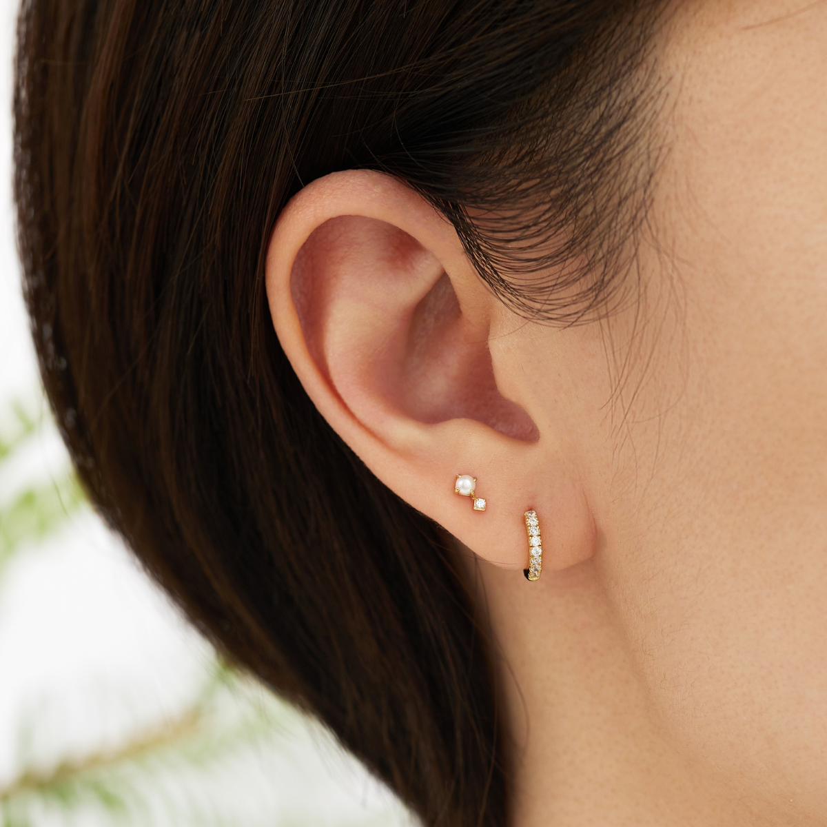 Earring Stud Pearl Square