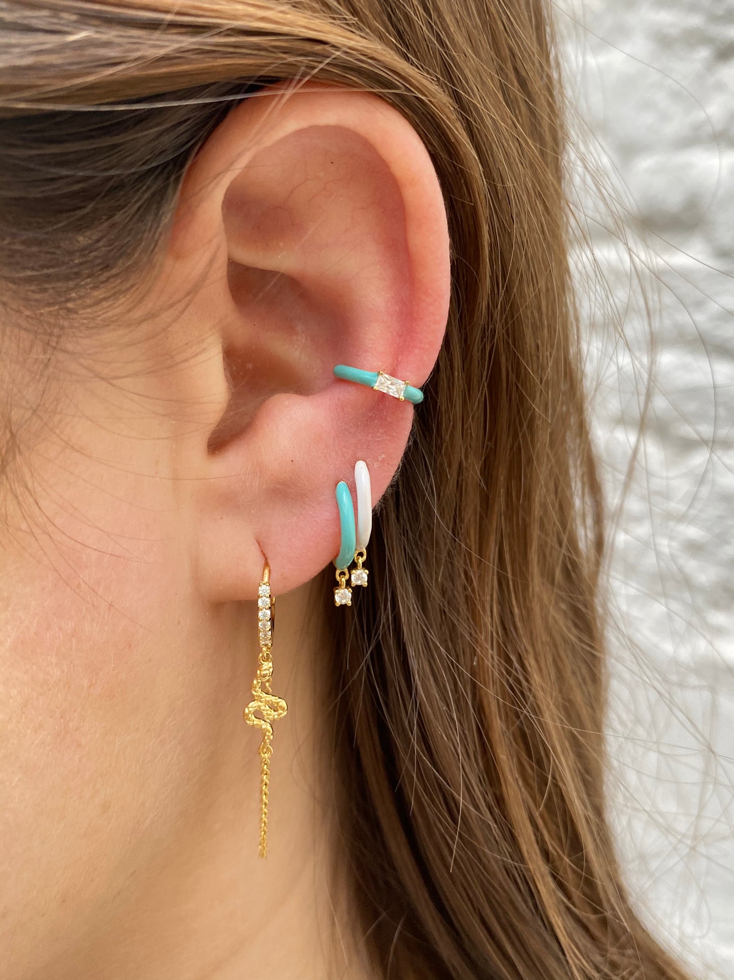 Earcuff enamel baguette turquoise