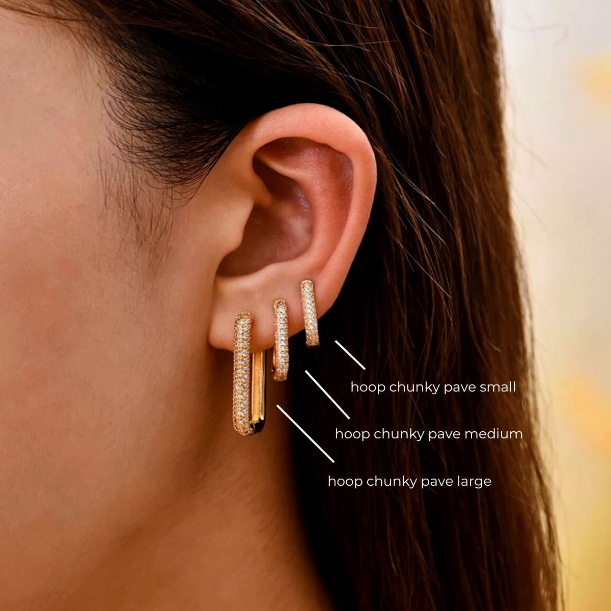 Earring Hoop Chunky Pave Small