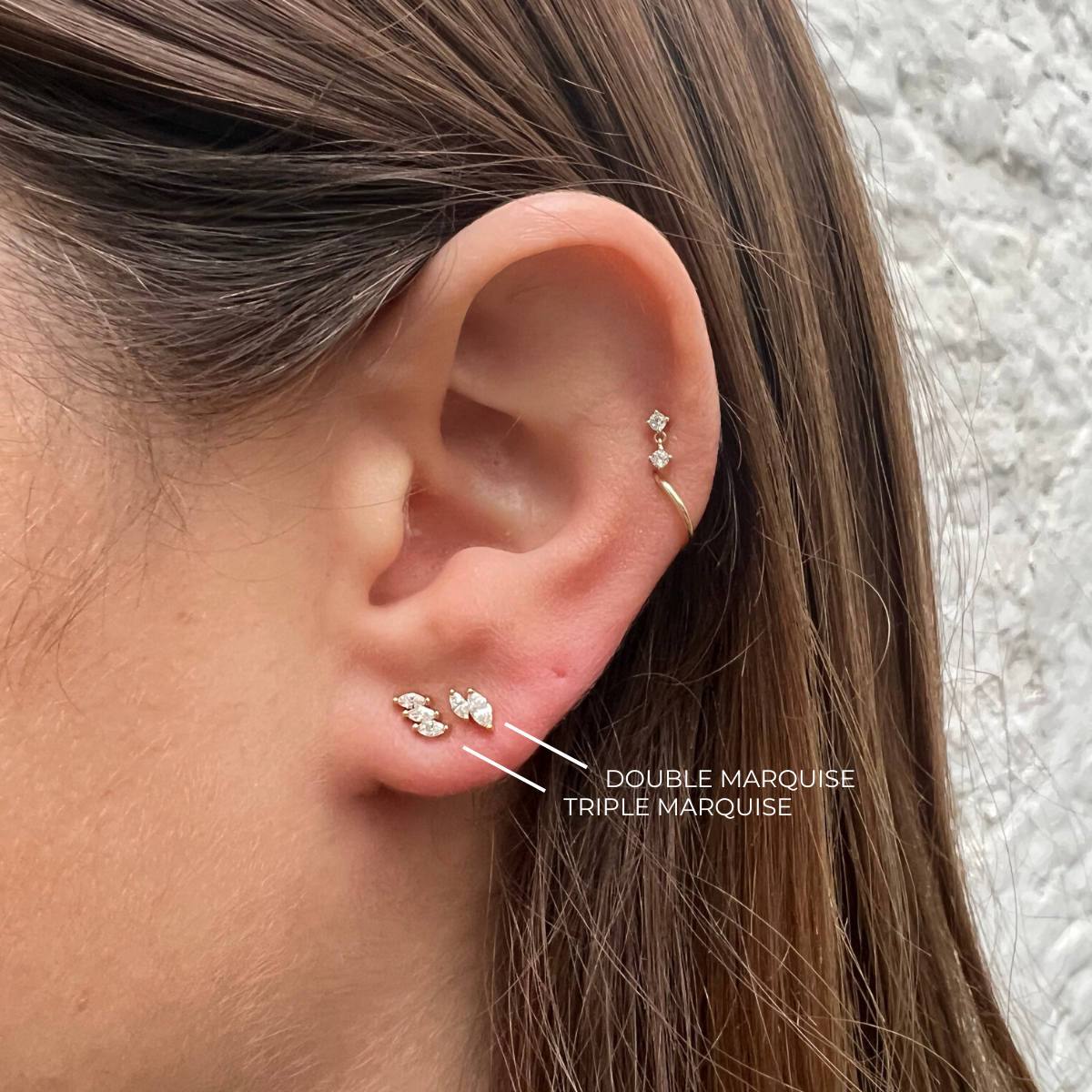 Earring Stud Double Marquise