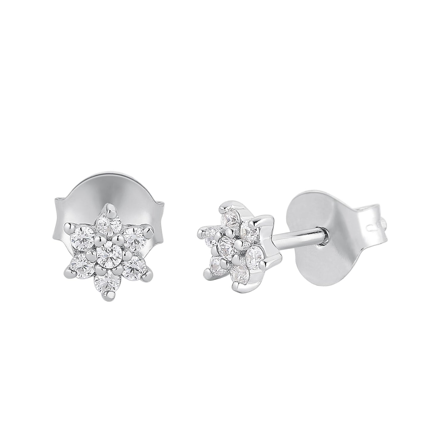 Earring Stud Mini Flower White