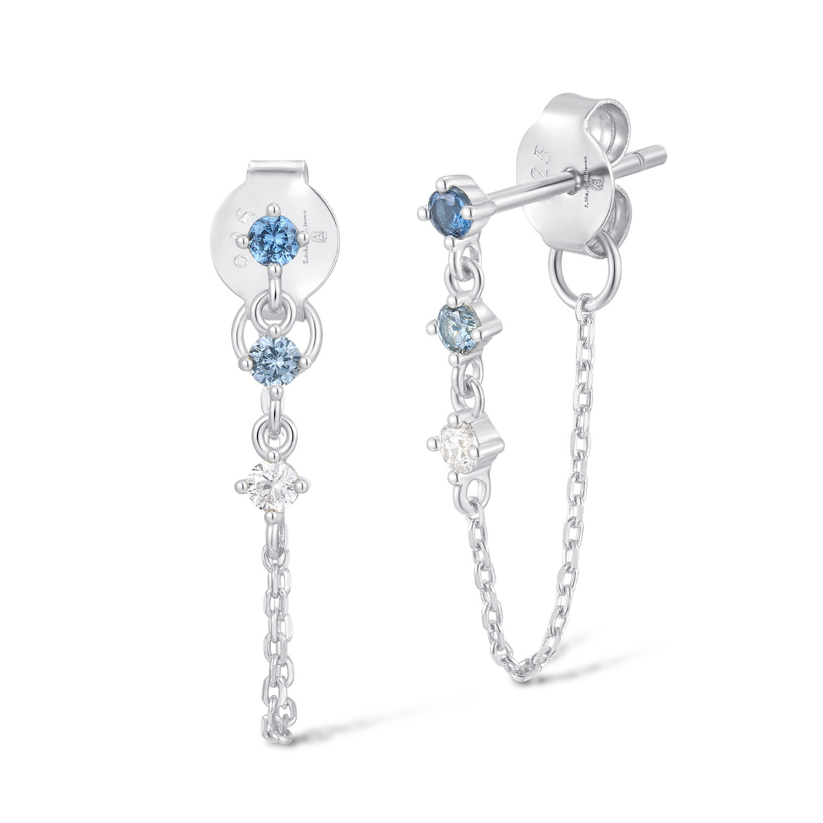 Earring Hoop Chain Triple Marquise Blues