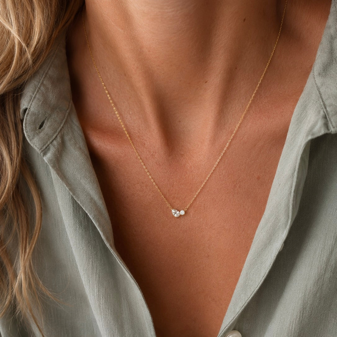 Necklace Bezel Toi et Moi