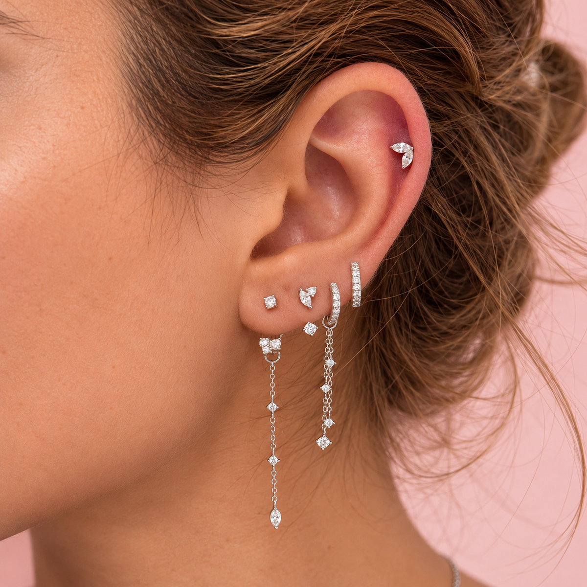 Earring Stud Arc Marquise