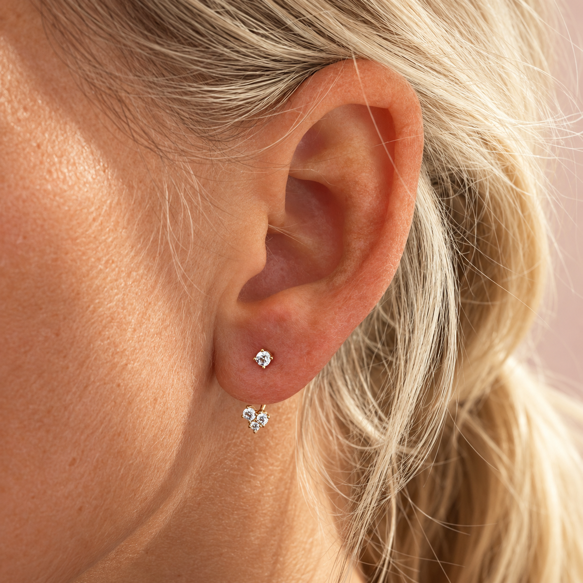 Earring Stud Arc Triple round