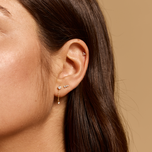 Earring Stud Chain Round