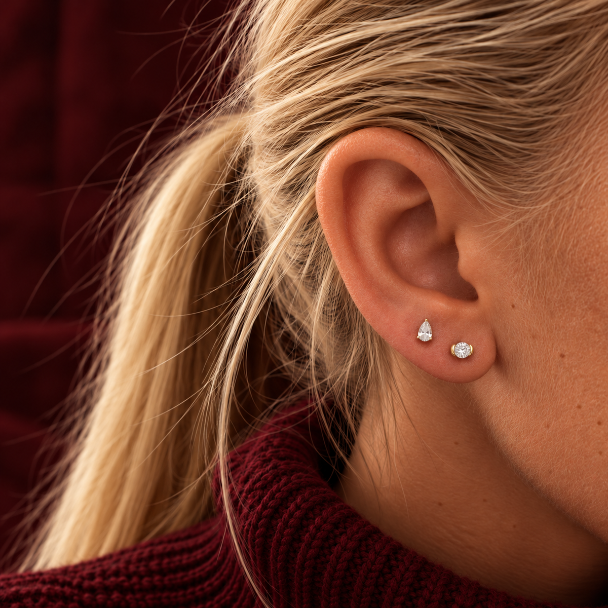 Earring Bezel Stud Elegance