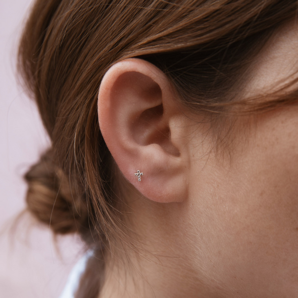 Cross White Piercing Titanium