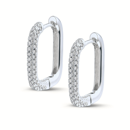 Earring Hoop Chunky Pave Medium