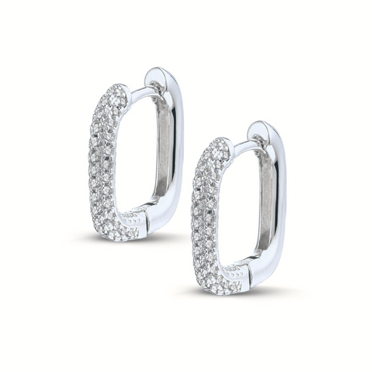 Earring Hoop Chunky Pave Small