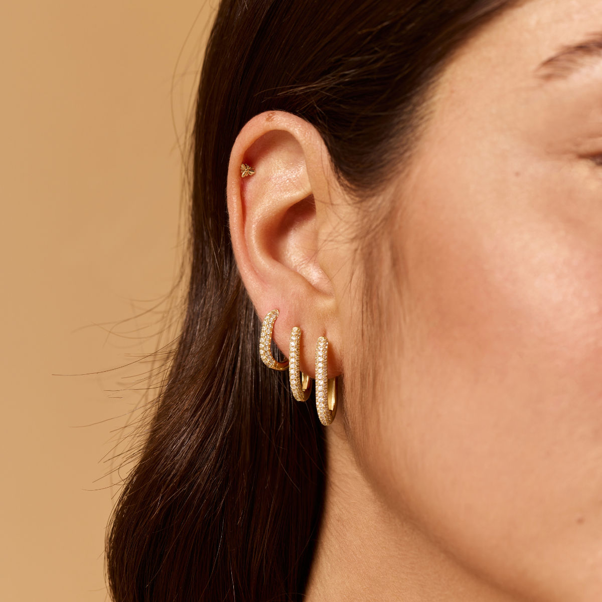 Earring Hoop Chunky Pave Large