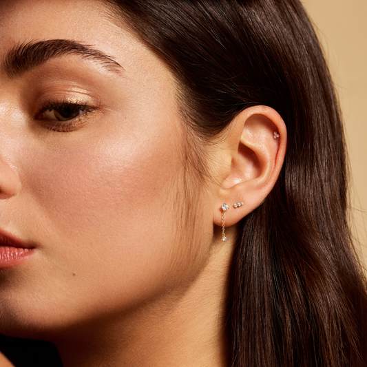 Earring Stud Chain Round