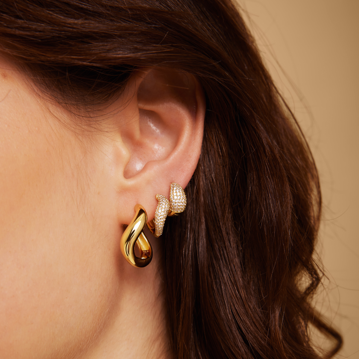 Earring Hoop Drop Pave