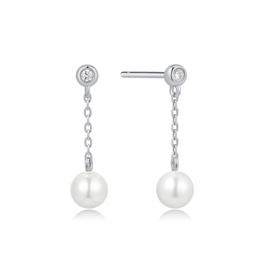 Earring Stud Chain Pearl