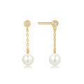 Earring Stud Chain Pearl