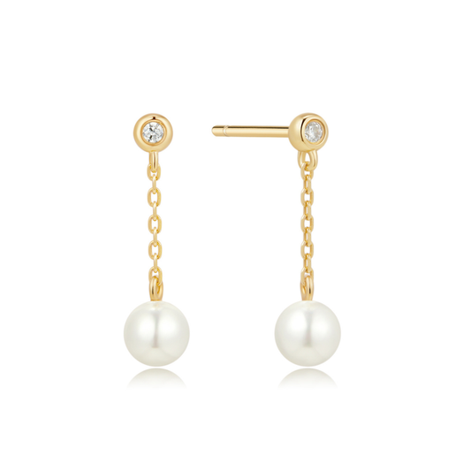 Earring Stud Chain Pearl