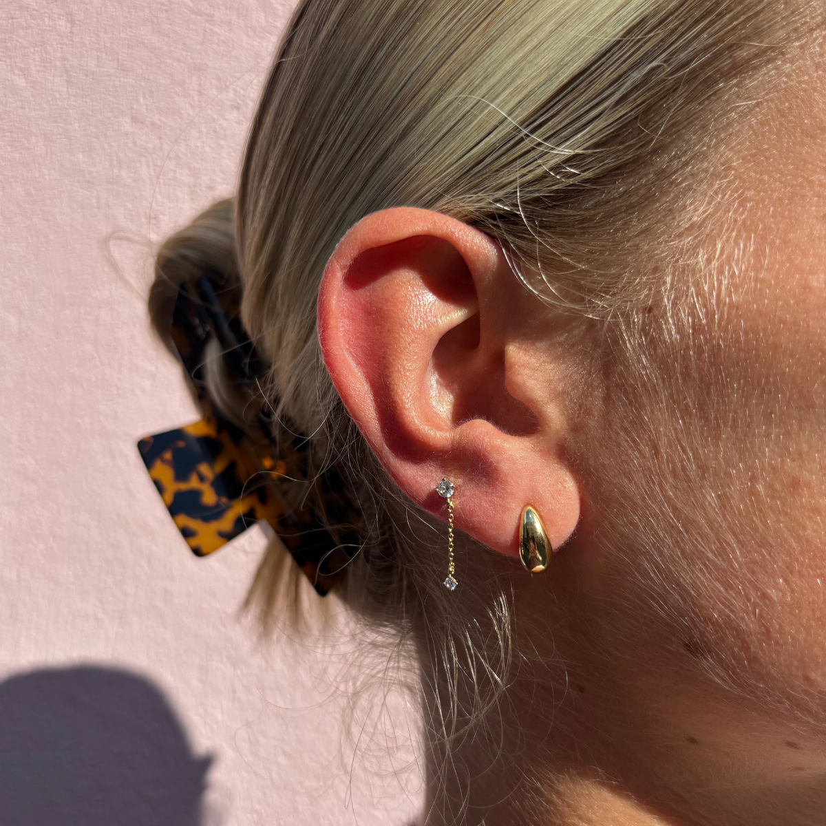 Earring Stud Chain Round