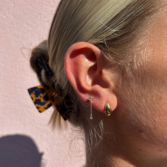 Earring Stud Chain Round
