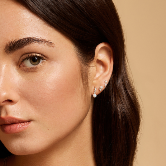 Earring Stud Trio Pearl