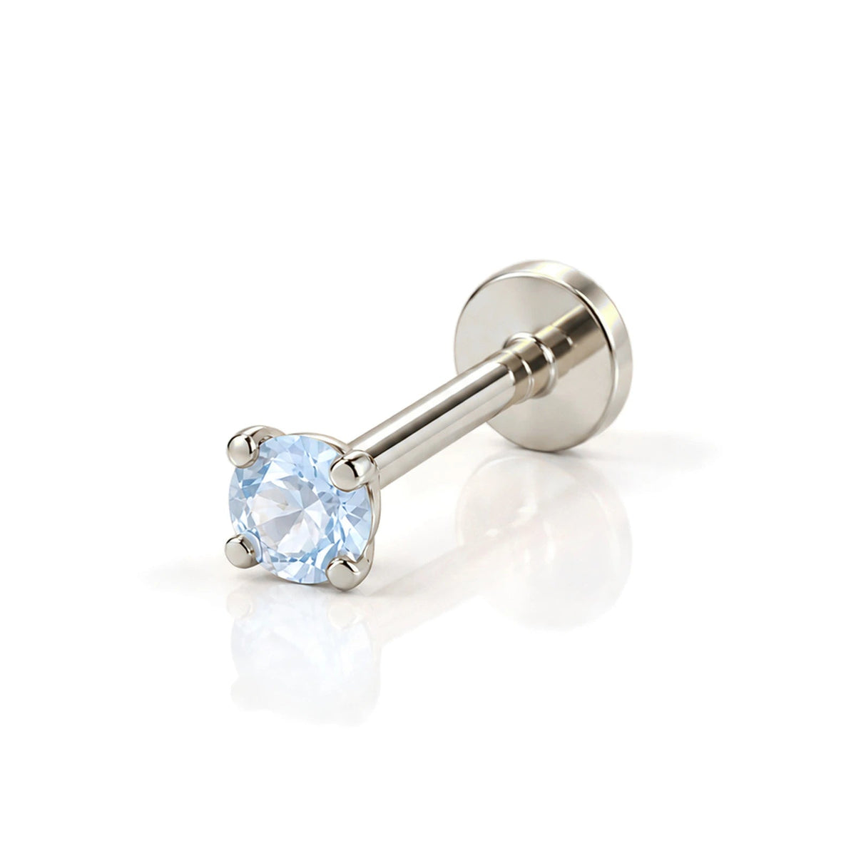 June Griffe Sky Blue piercing in white titanium