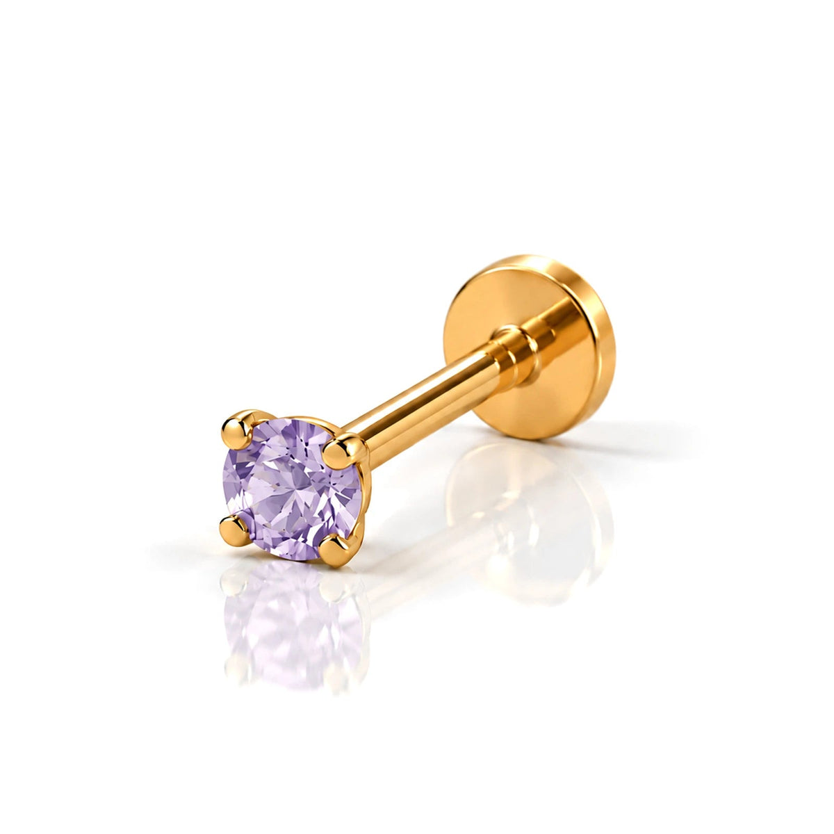 June Griffe Soft Purple piercing in yellow titanium