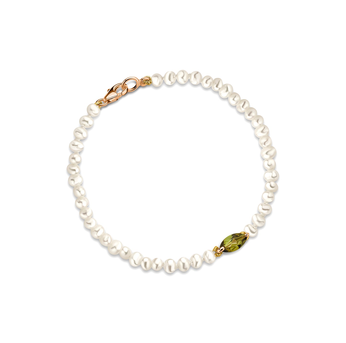 Bracelet Pearl Green Tourmaline Marquise