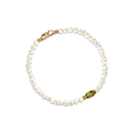Bracelet Pearl Green Tourmaline Marquise