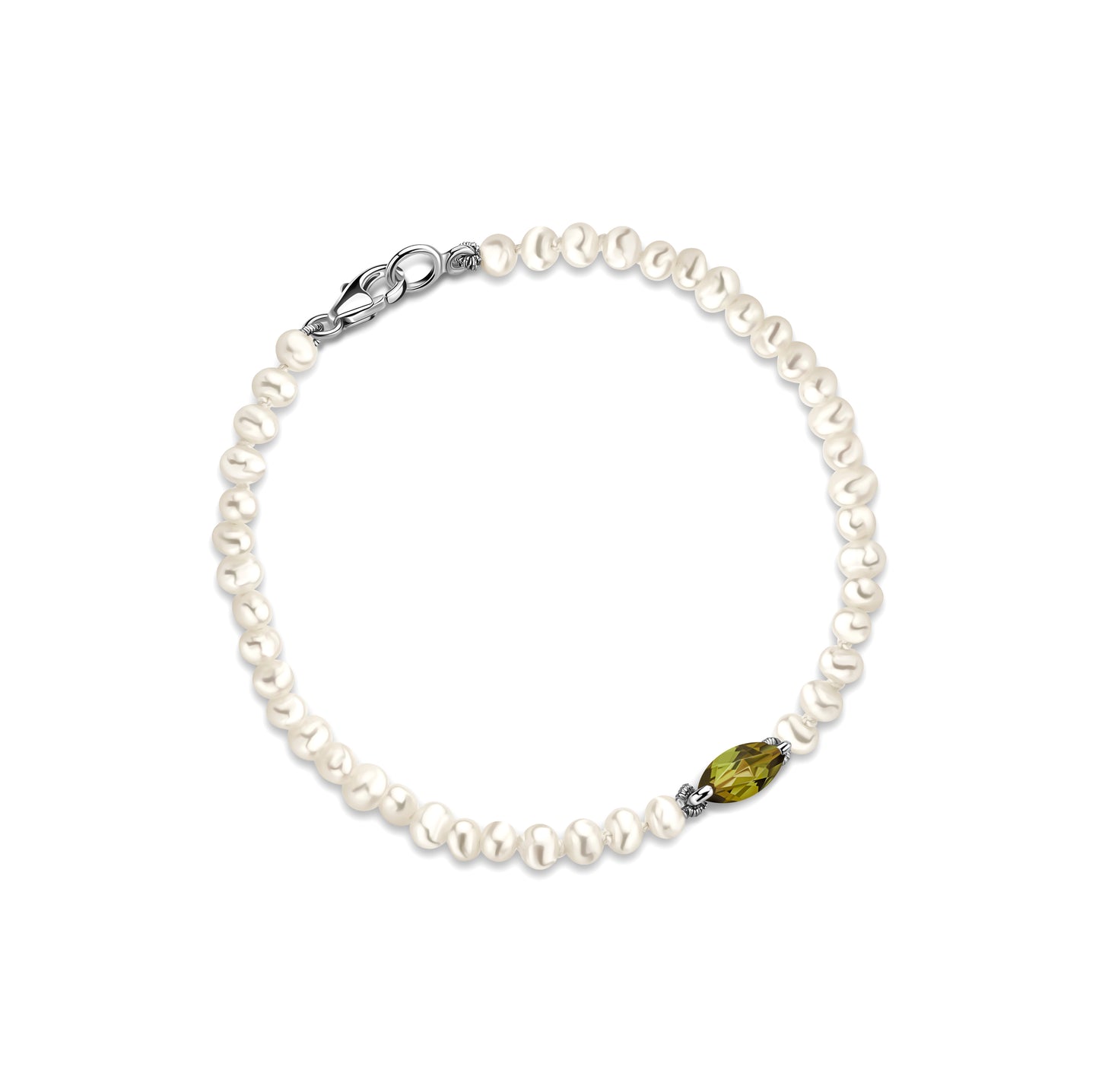 Bracelet Pearl Green Tourmaline Marquise