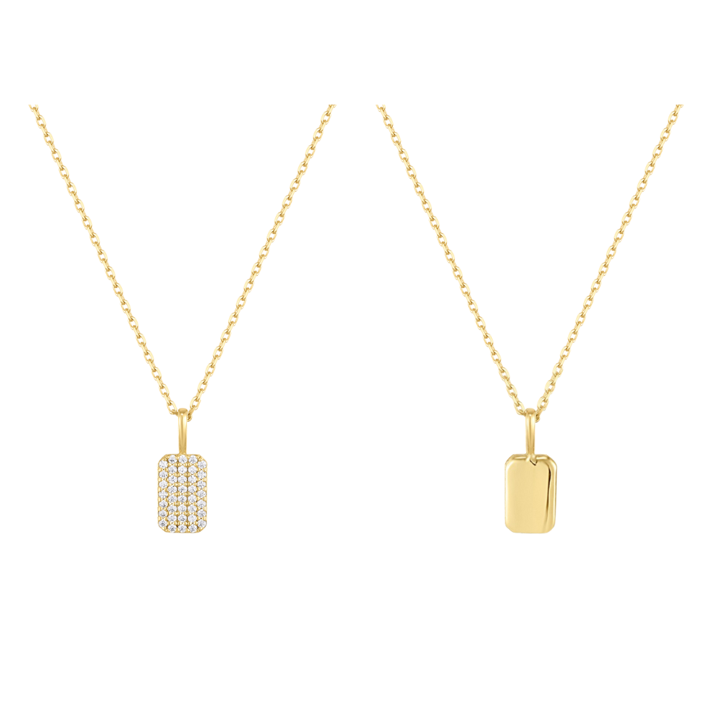 Necklace Engraving Square Pave