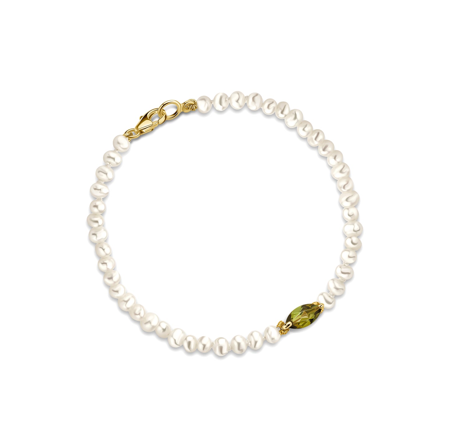 Bracelet Pearl Green Tourmaline Marquise
