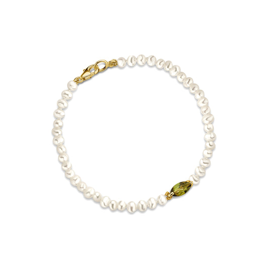 Bracelet Pearl Green Tourmaline Marquise