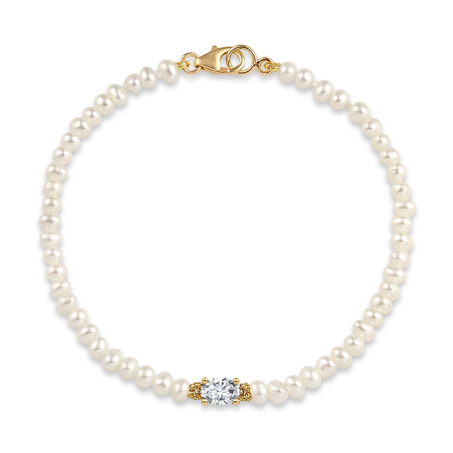 Bracelet Pearl Diamond Oval