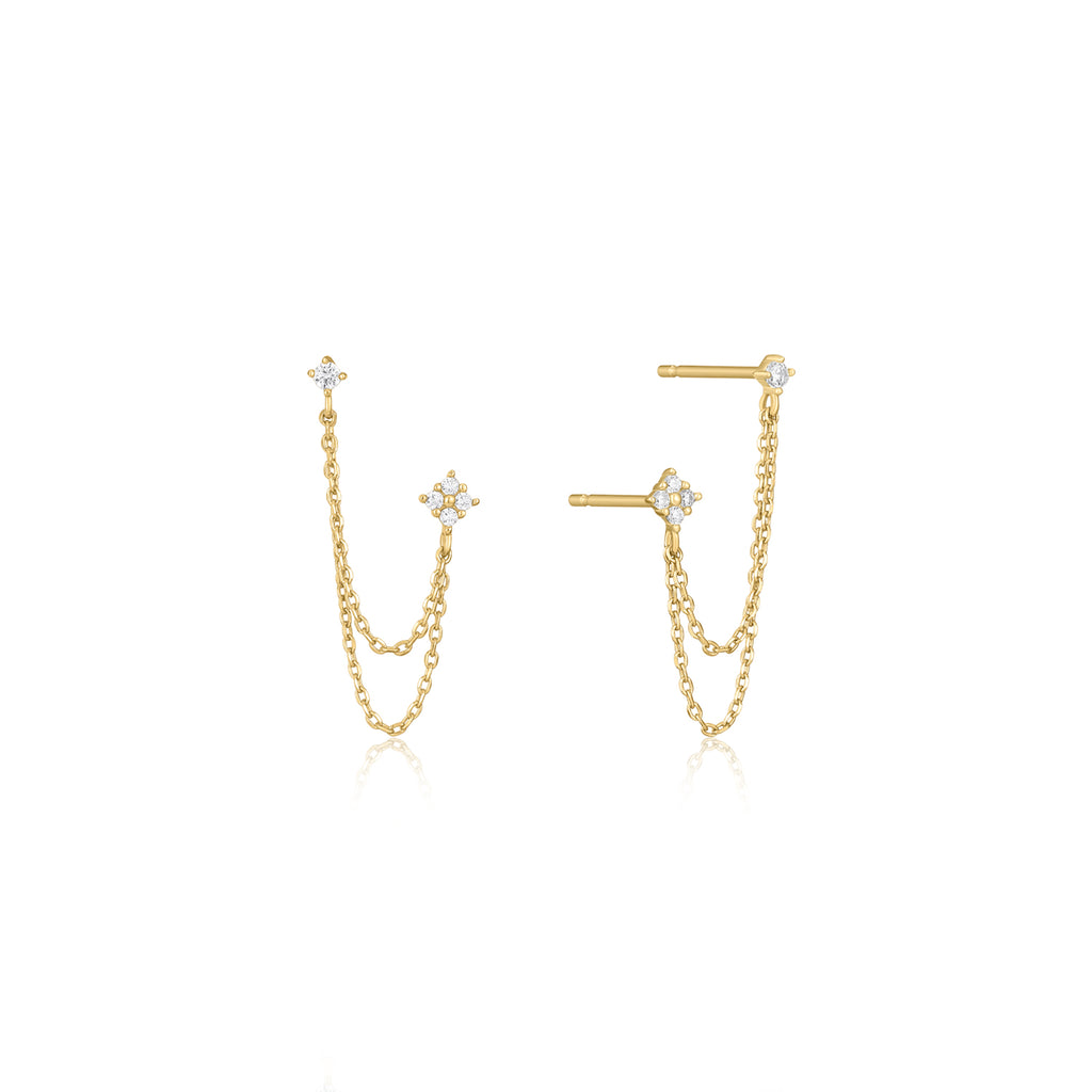 Earring Double Stud Chain