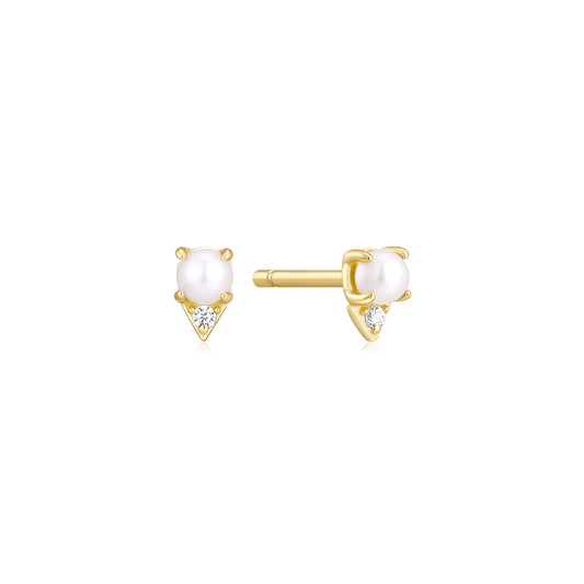 Earring Stud Pearl Triangle