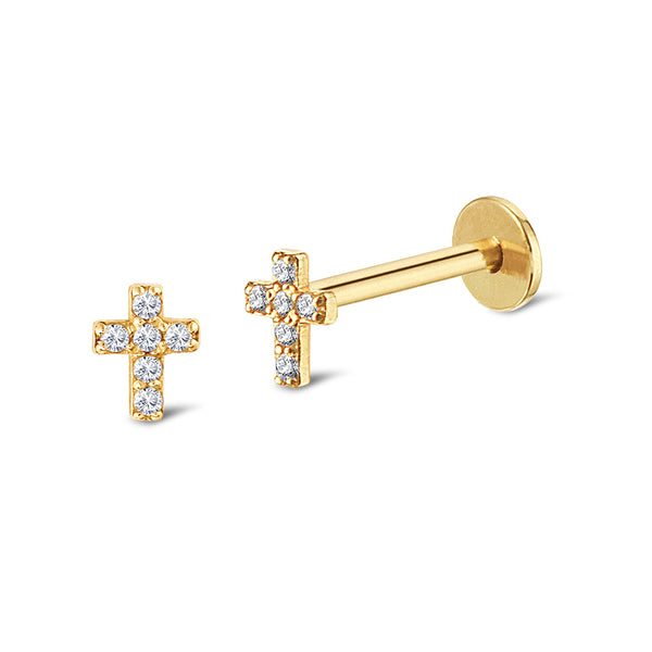 Cross White Piercing Titanium