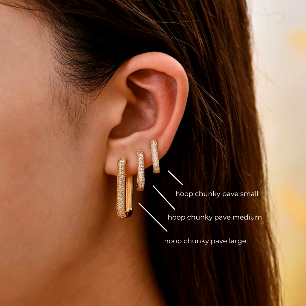 Earring Hoop Chunky Pave Small