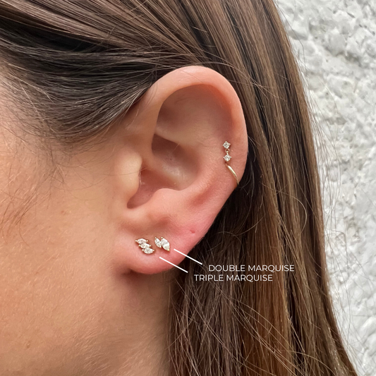 Earring Stud Triple Marquise